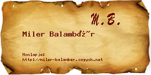 Miler Balambér névjegykártya